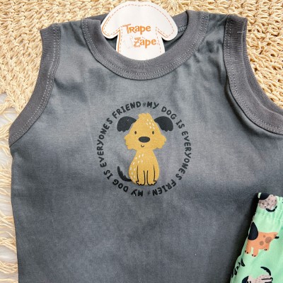 Conj. Regata My Dog Is e Bermuda Bark - Chumbo